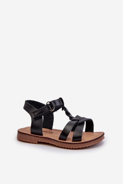 sandales Enfant avec attaches adhésives couleur noir Sarniema