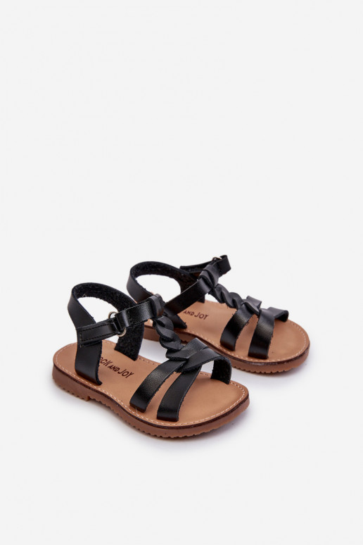 sandales Enfant avec attaches adhésives couleur noir Sarniema