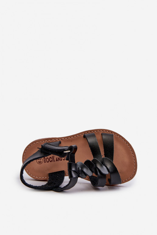 sandales Enfant avec attaches adhésives couleur noir Sarniema