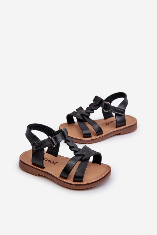 sandales Enfant avec attaches adhésives couleur noir Sarniema