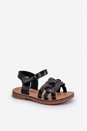 sandales Enfant avec attaches adhésives couleur noire Venikoria