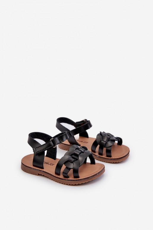 sandales Enfant avec attaches adhésives couleur noire Venikoria