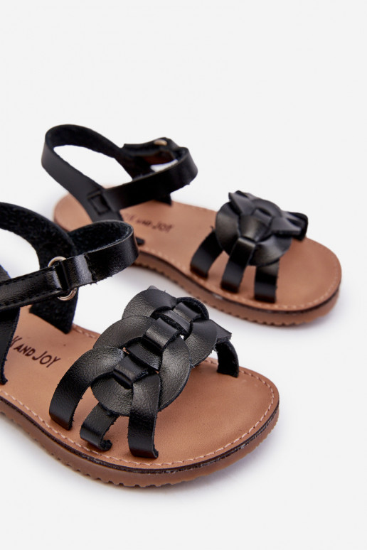 sandales Enfant avec attaches adhésives couleur noire Venikoria