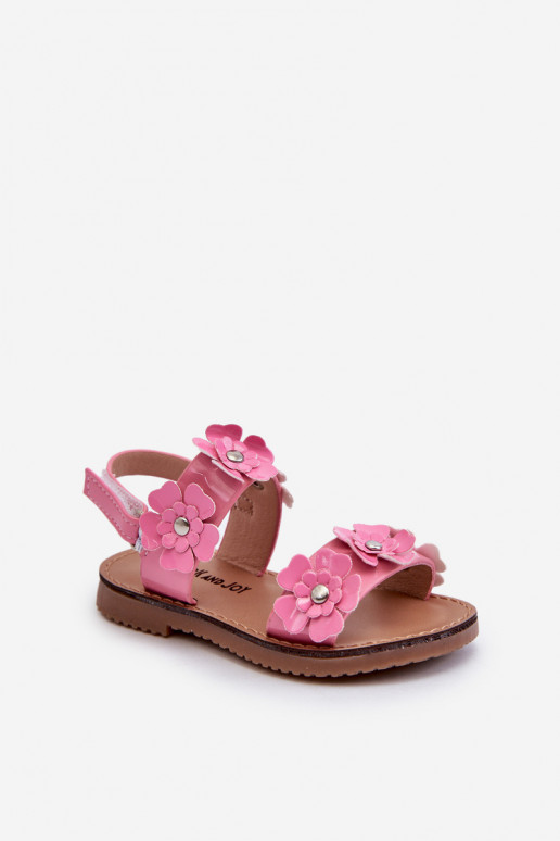 Sandales laquées Enfant Ozdobione à motifs floraux rose Tinette