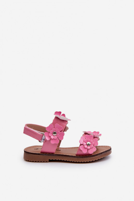 Sandales laquées Enfant Ozdobione à motifs floraux rose Tinette