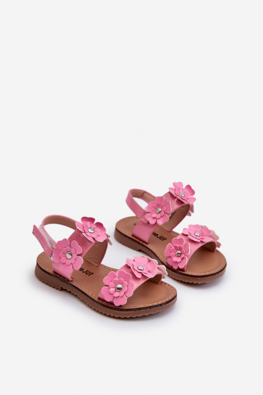 Sandales laquées Enfant Ozdobione à motifs floraux rose Tinette