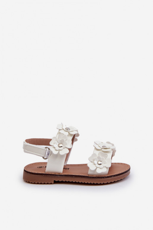 Sandales laquées Enfant Ozdobione à motifs floraux Tinette en blanc