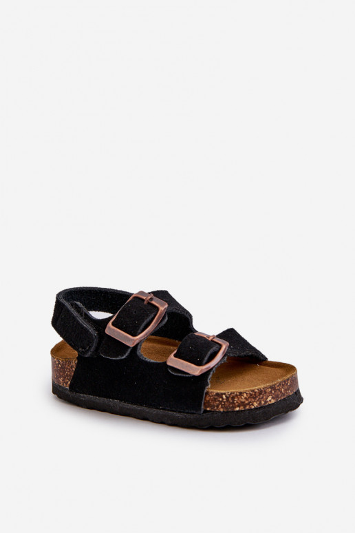 sandales Enfant avec plateforme avec attaches adhésives de couleur noire Rorria