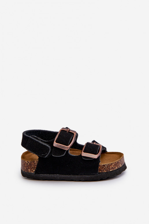 sandales Enfant avec plateforme avec attaches adhésives de couleur noire Rorria