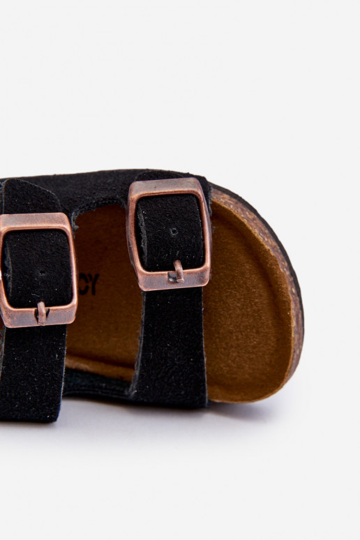 sandales Enfant avec plateforme avec attaches adhésives de couleur noire Rorria