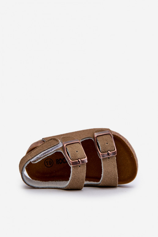 sandales Plateforme enfant à attaches adhésives couleur kaki Rorria