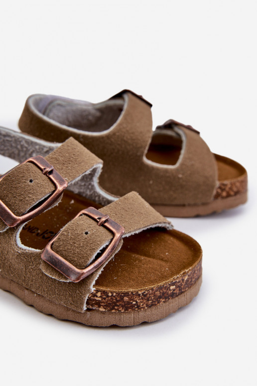 sandales Plateforme enfant à attaches adhésives couleur kaki Rorria