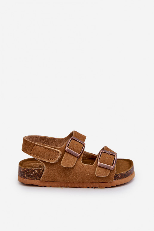 sandales Plateforme enfant avec attaches adhésives couleur marron Rorria