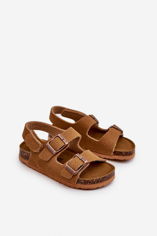 sandales Plateforme enfant avec attaches adhésives couleur marron Rorria