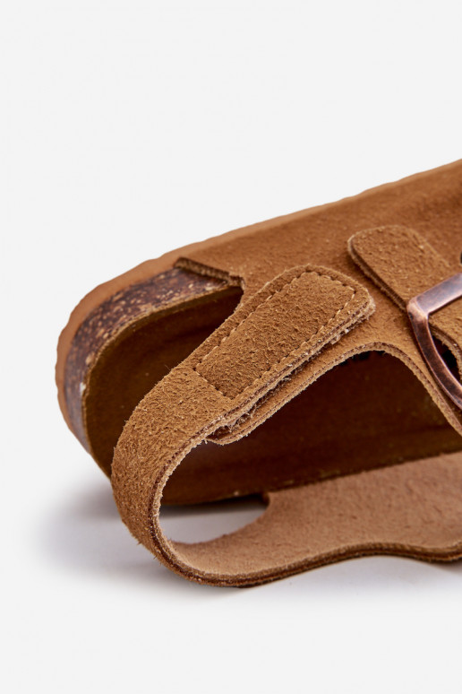 sandales Plateforme enfant avec attaches adhésives couleur marron Rorria