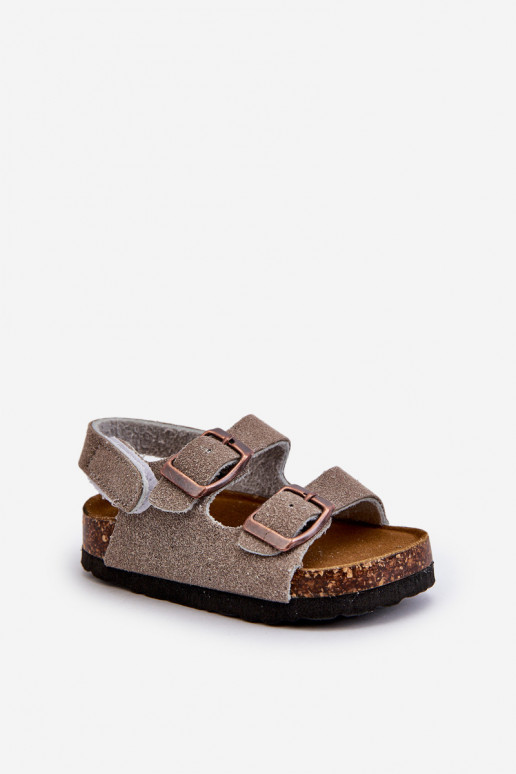 sandales Plateforme enfant avec attaches adhésives couleur gris Rorria