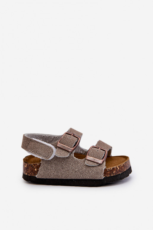 sandales Plateforme enfant avec attaches adhésives couleur gris Rorria