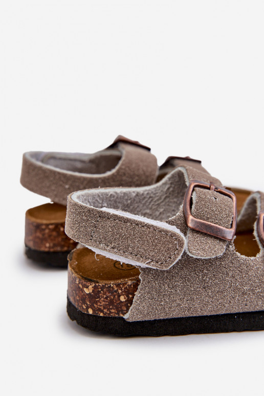 sandales Plateforme enfant avec attaches adhésives couleur gris Rorria