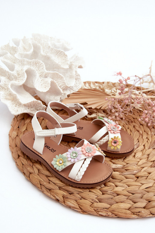 sandales Enfant à fermetures adhésives Avec fleurs en blanc Netalee