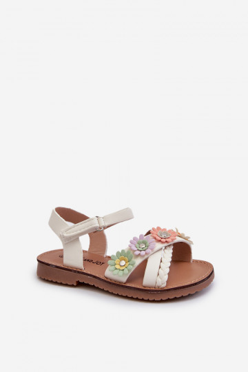 sandales Enfant à fermetures adhésives Avec fleurs en blanc Netalee 2