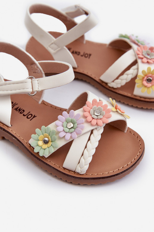 sandales Enfant à fermetures adhésives Avec fleurs en blanc Netalee