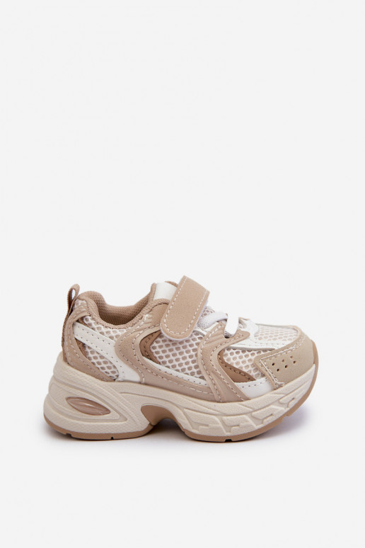 Chaussures de sport enfant modèle baskets chaussures à attaches adhésives beige Rulagia