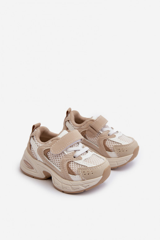 Chaussures de sport enfant modèle baskets chaussures à attaches adhésives beige Rulagia