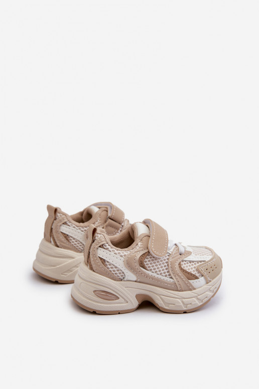 Chaussures de sport enfant modèle baskets chaussures à attaches adhésives beige Rulagia