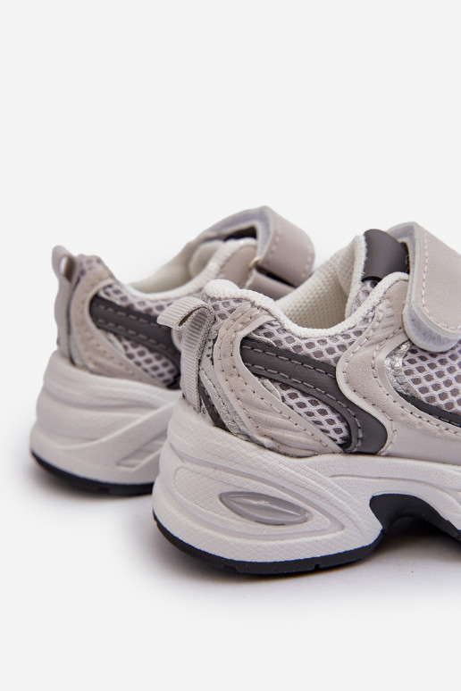Chaussures de sport pour enfants, modèle baskets avec attaches adhésives, couleur gris Rulagia