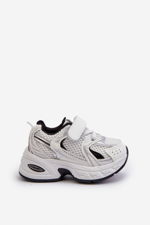 Chaussures de sport enfant modèle baskets chaussures à attaches adhésives couleur blanc-noir Ephona