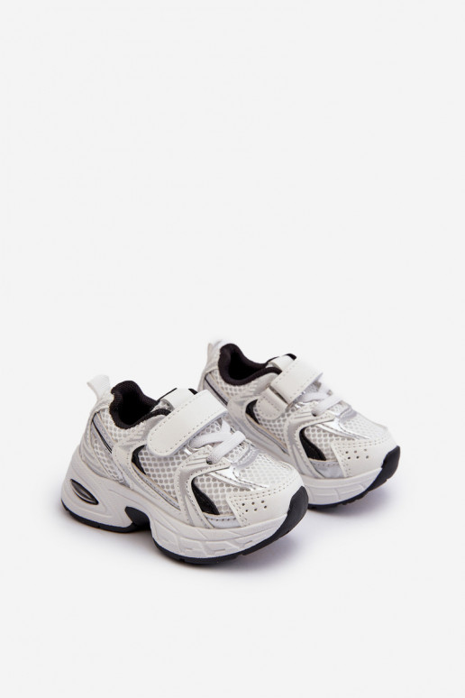 Chaussures de sport enfant modèle baskets chaussures à attaches adhésives couleur blanc-noir Ephona