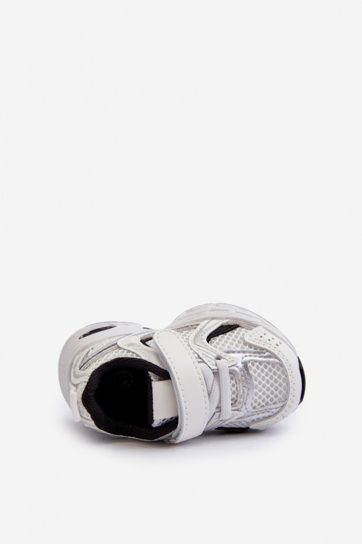 Chaussures de sport enfant modèle baskets chaussures à attaches adhésives couleur blanc-noir Ephona
