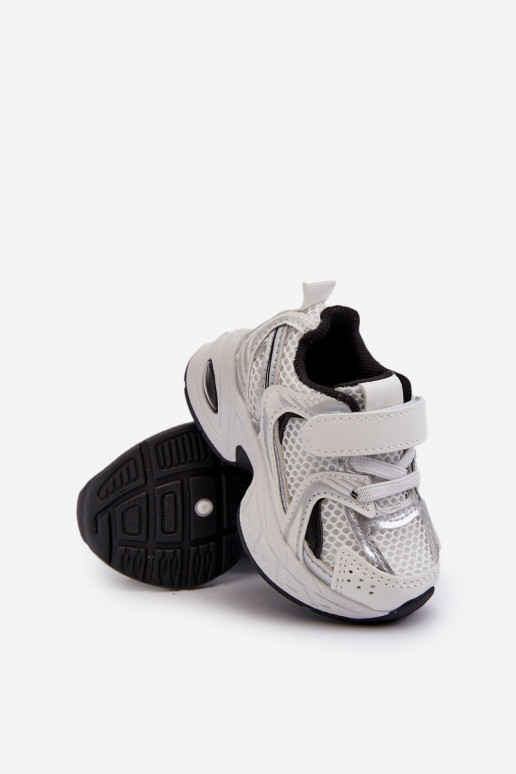 Chaussures de sport enfant modèle baskets chaussures à attaches adhésives couleur blanc-noir Ephona