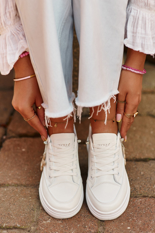 chaussures de loisirs chaussures de sport avec plateforme avec ornements couleur blanche Vinceza 13613