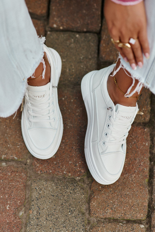 chaussures de loisirs chaussures de sport avec plateforme avec ornements couleur blanche Vinceza 13613