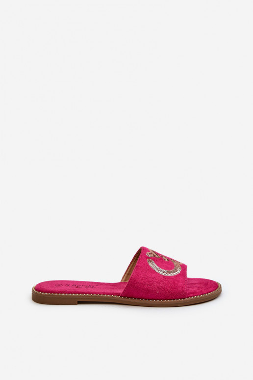 Chaussons plats pour femmes à écailles brillantes S.Barski KV27-052 couleur rose