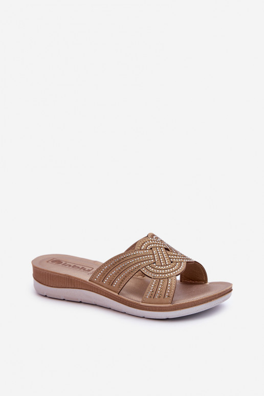 Chaussons confortables pour femmes aux yeux pétillants Inblu BV000037 beige Chaussons confortables pour femmes aux yeux pétillants Inblu BV000037 beige