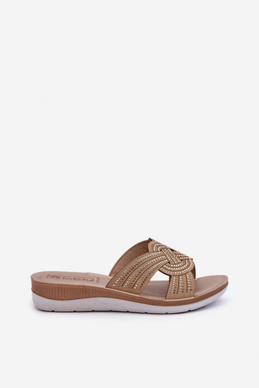 Chaussons confortables pour femmes aux yeux pétillants Inblu BV000037 beige Chaussons confortables pour femmes aux yeux pétillants Inblu BV000037 beige