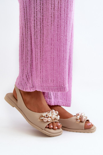 Sandales pour femmes avec de beaux détails S.Barski KV27-004 beige 2