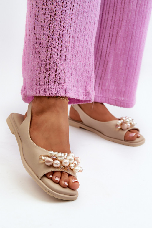 Sandales pour femmes avec de beaux détails S.Barski KV27-004 beige