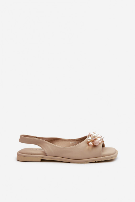 Sandales pour femmes avec de beaux détails S.Barski KV27-004 beige