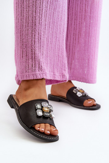 Chaussons pour femmes avec de beaux détails S.Barski KV27-031 couleur noir 2
