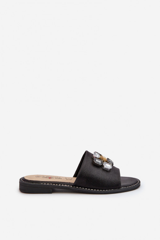 Chaussons pour femmes avec de beaux détails S.Barski KV27-031 couleur noir