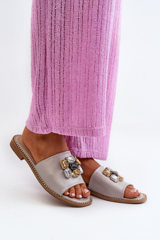 Chaussons pour femmes avec de beaux détails S.Barski KV27-031 beige