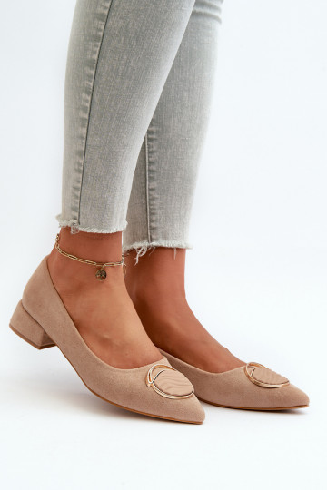Chaussures à talon bas Z en éco-daim S.Barski KV27-037 couleur beige 2
