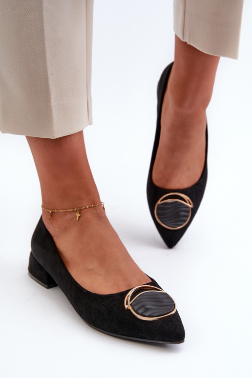 Chaussures à talon bas Z en éco-daim S.Barski KV27-037 couleur noire Chaussures à talon bas Z en éco-daim S.Barski KV27-037 couleur noire