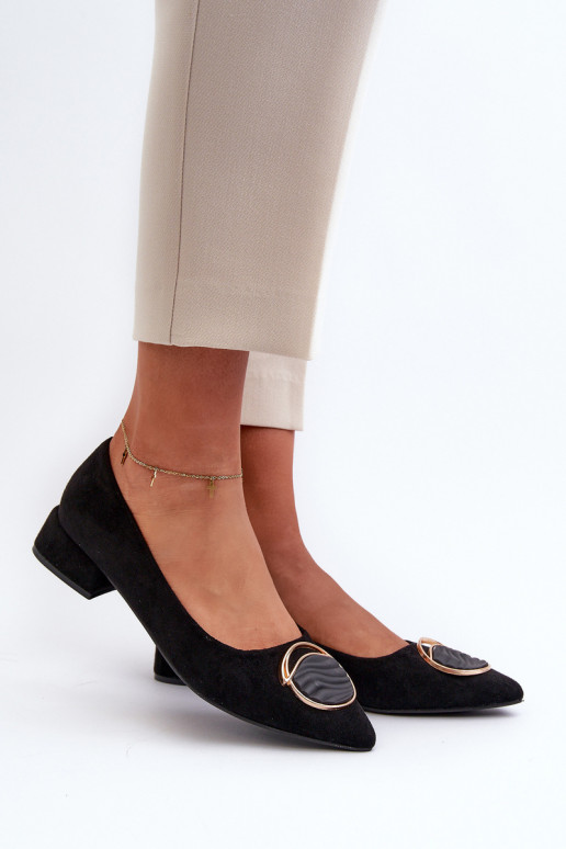 Chaussures à talon bas Z en éco-daim S.Barski KV27-037 couleur noire