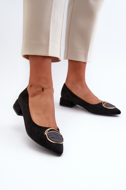 Chaussures à talon bas Z en éco-daim S.Barski KV27-037 couleur noire