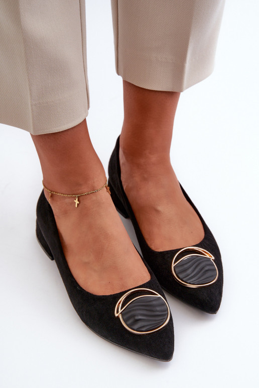 Chaussures à talon bas Z en éco-daim S.Barski KV27-037 couleur noire Chaussures à talon bas Z en éco-daim S.Barski KV27-037 couleur noire