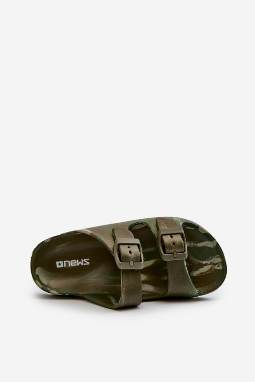 Chaussons légers pour garçon Chaussons légers à boucles de couleur kaki Adirnaca